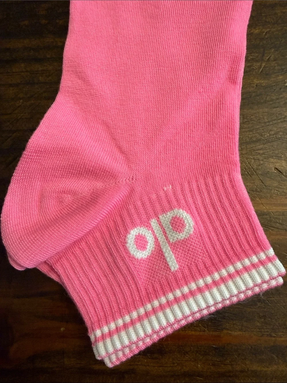 Alo Yoga Inspired Bright Pink Ankle Socks with White Stripes/Logo